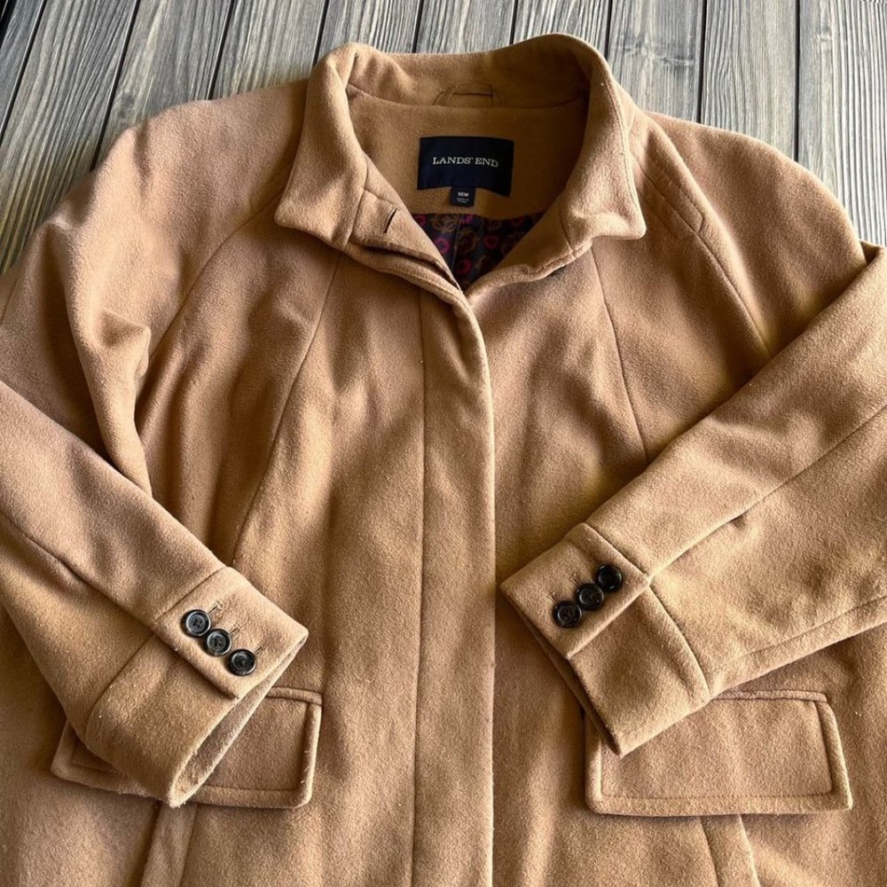 Women's Classic Camel Wool-Blend Coat - Picture 7 of 10